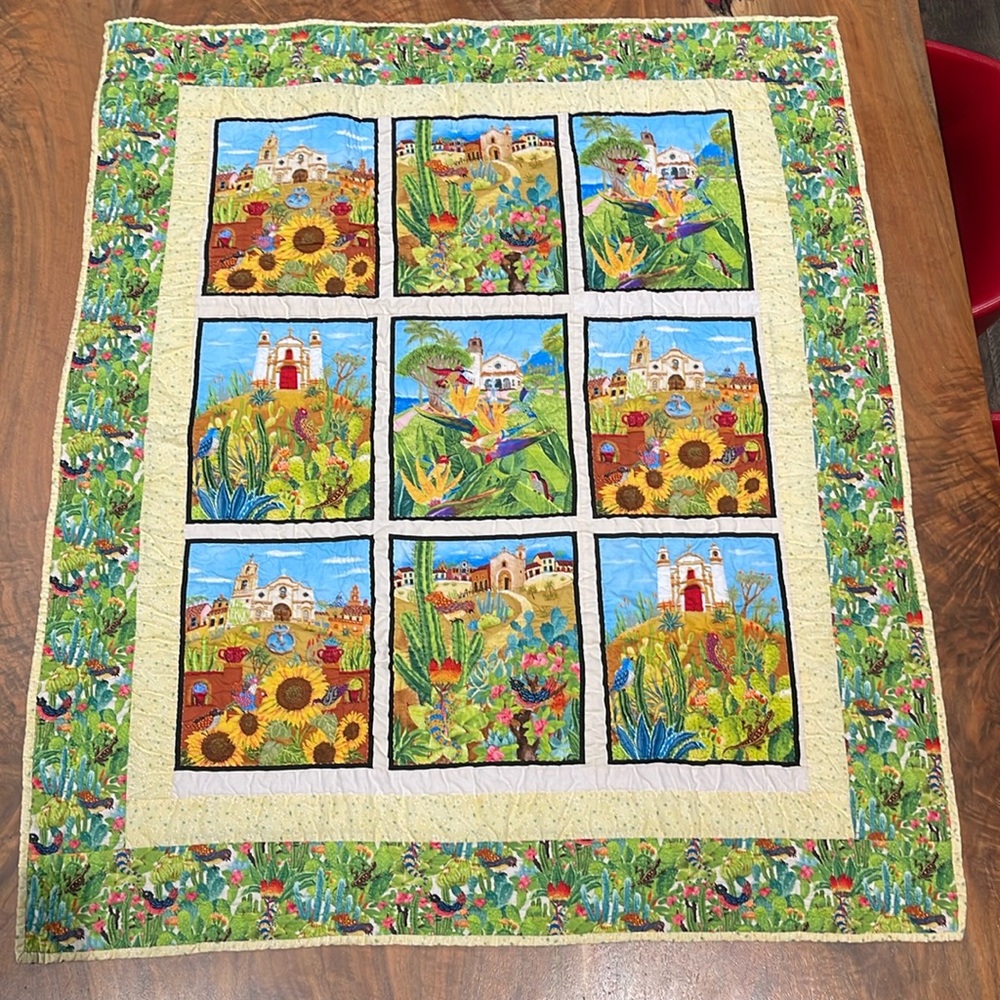 Handcrafted lap quilt or for baby, toddler or small child. Approximately 44”x37”